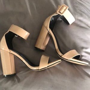 J Adams patent block ankle strap heels